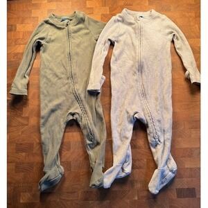 Old Navy Kids Baby 3-6M Ribbed Footed‎ Pajamas Sleepers 2 Way Zipper Set of 2